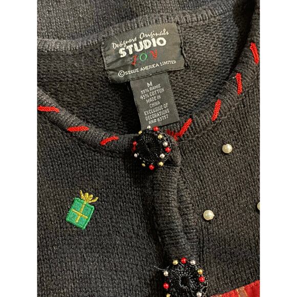 DESIGNERS ORIGINALS STUDIO JOY Christmas Present Cardigan VINTAGE Holiday MEDIUM - Picture 5 of 6